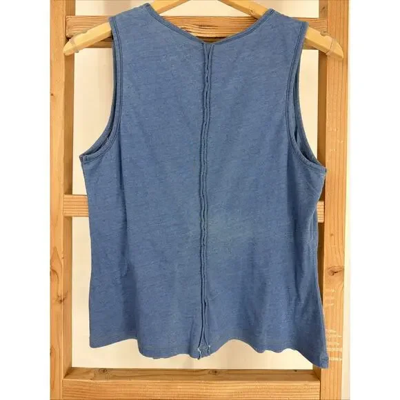 NWT XCVI Blue V Neck Ruched Seam Details Tank Top #1172 Size SMALL - Picture 2 of 3